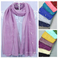 Europe style new design fashion solid color muslim scarf wholesale hijab beaded hijab scarf